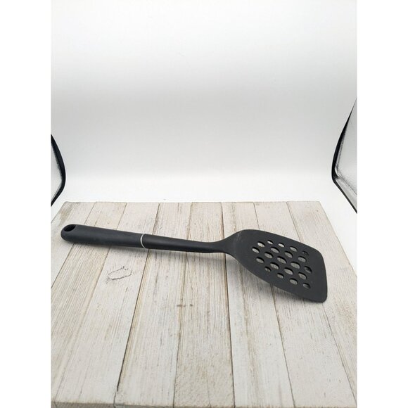 OXO Hard Black Nylon Turner Slotted Spatula 14 1/2" Holes - Picture 2 of 7